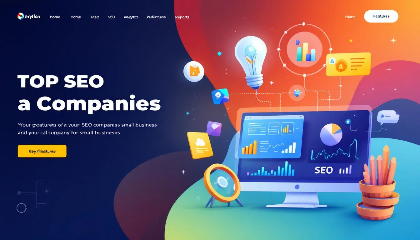 A visual representation of key features of the best SEO companies for small businesses, showcasing various SEO tools and reports.