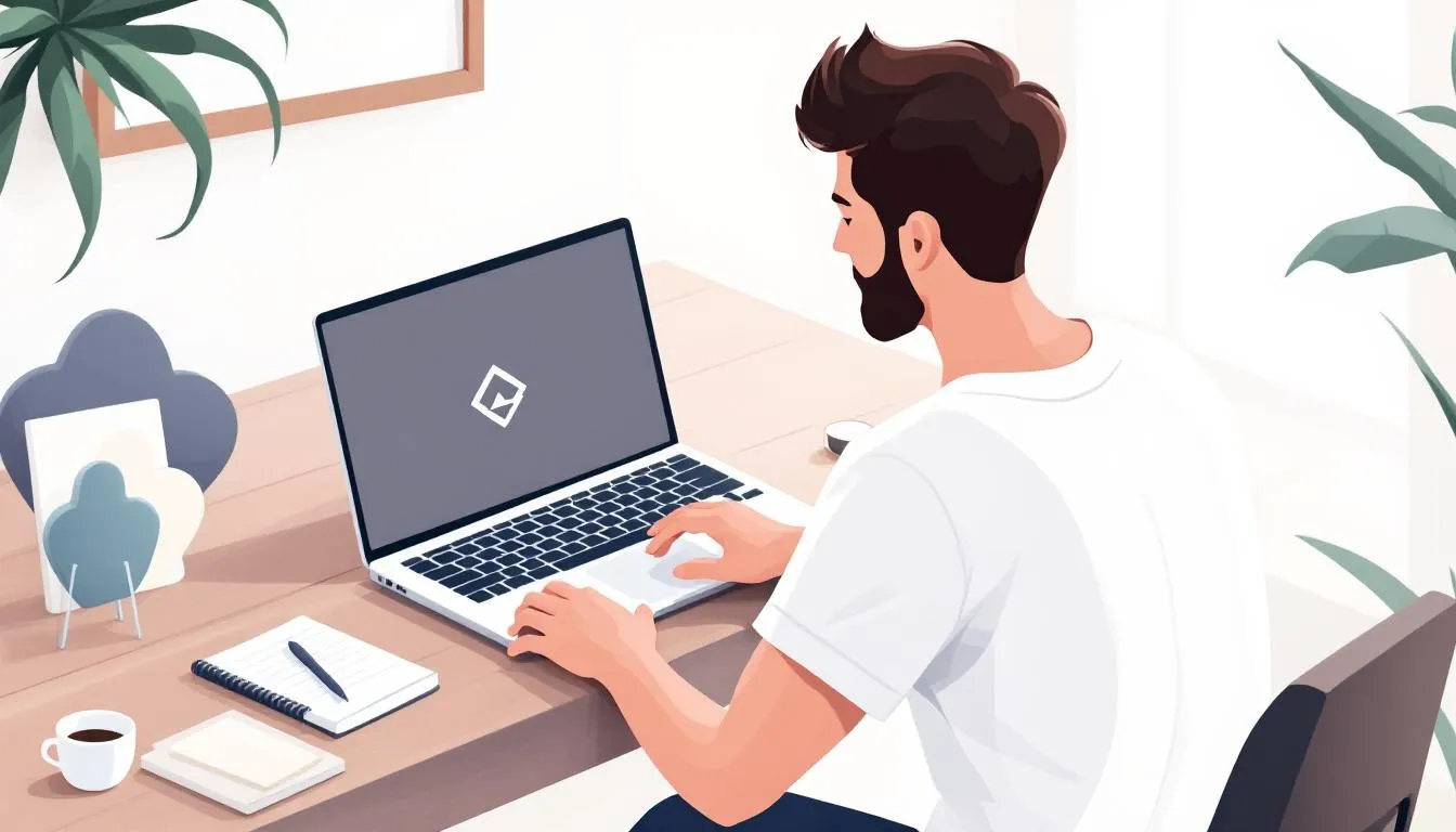 A person downloading a minimalist logo from a design platform.