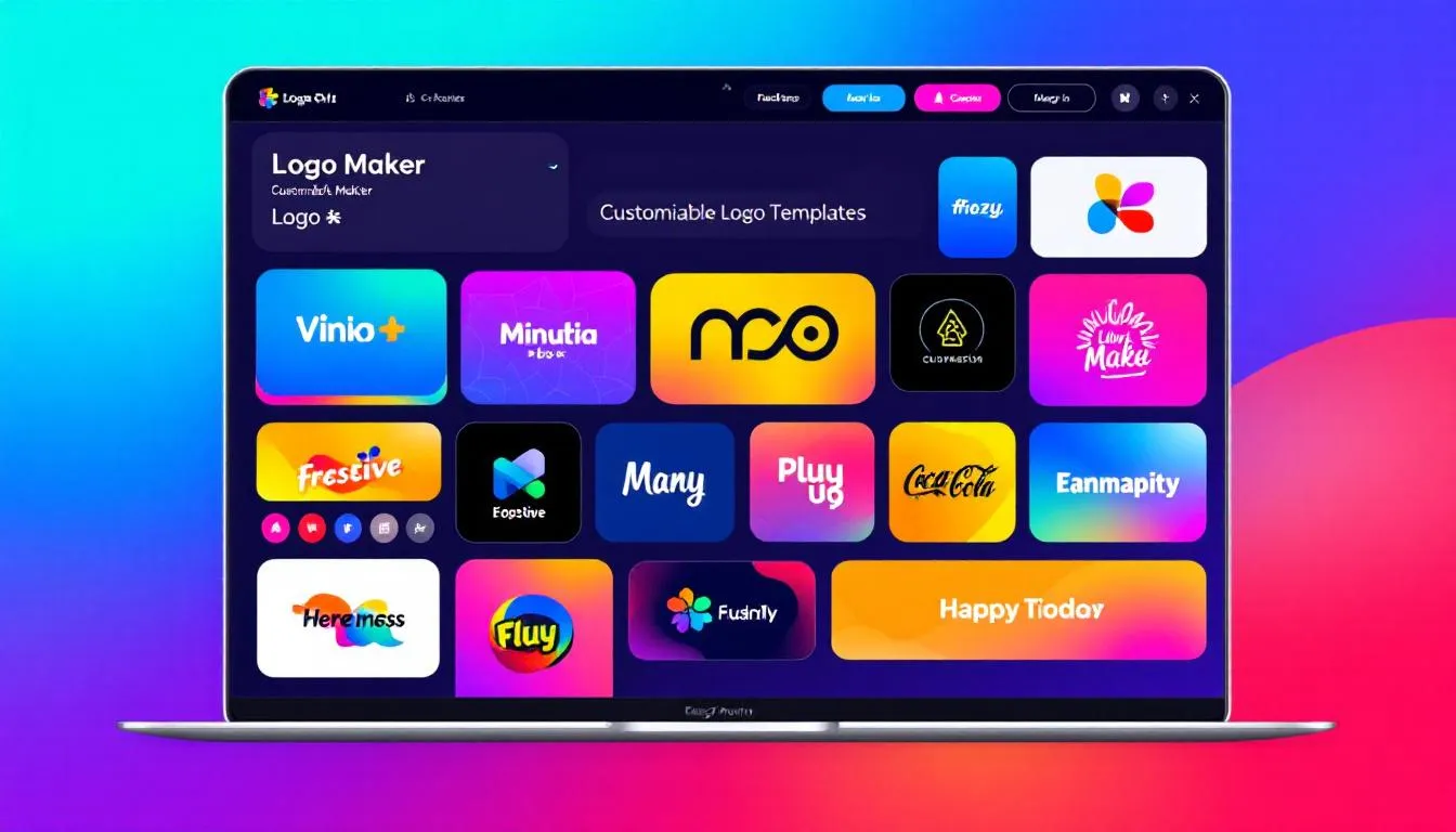 An online logo maker interface showing customizable logo options.