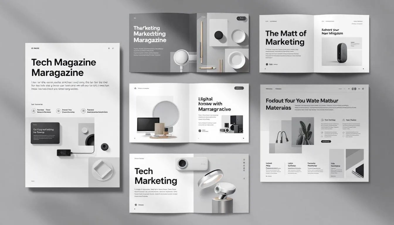 A collection of marketing materials created using design tools.