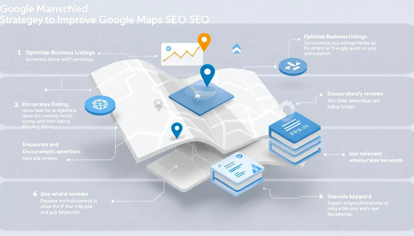 A visual guide to strategies for improving Google Maps SEO.