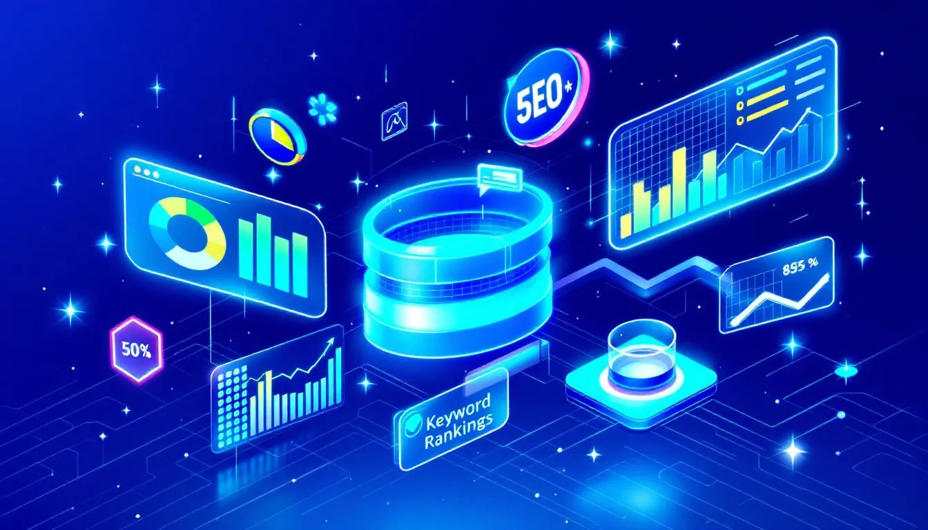 Visual representation of key SEO metrics to monitor for website performance.