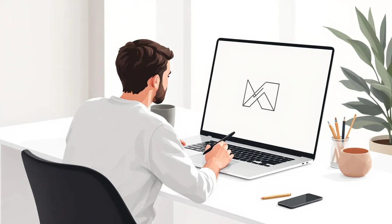 A designer refining a minimalist logo using customization options.