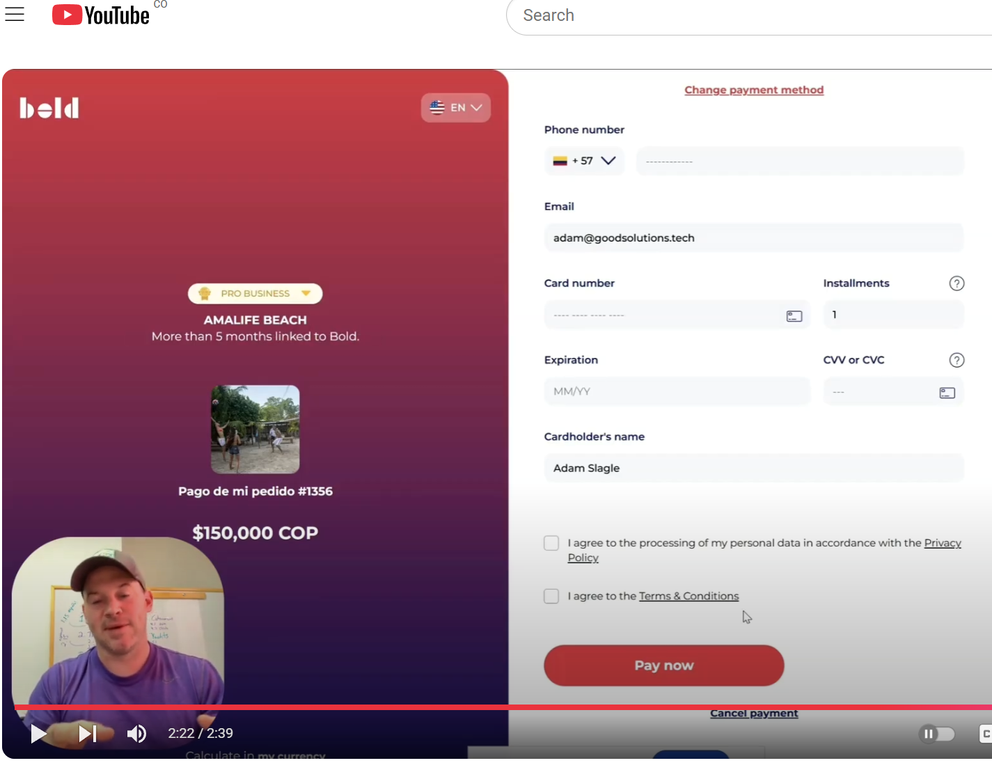 pagos para pagina webs en Colombia con BOLD