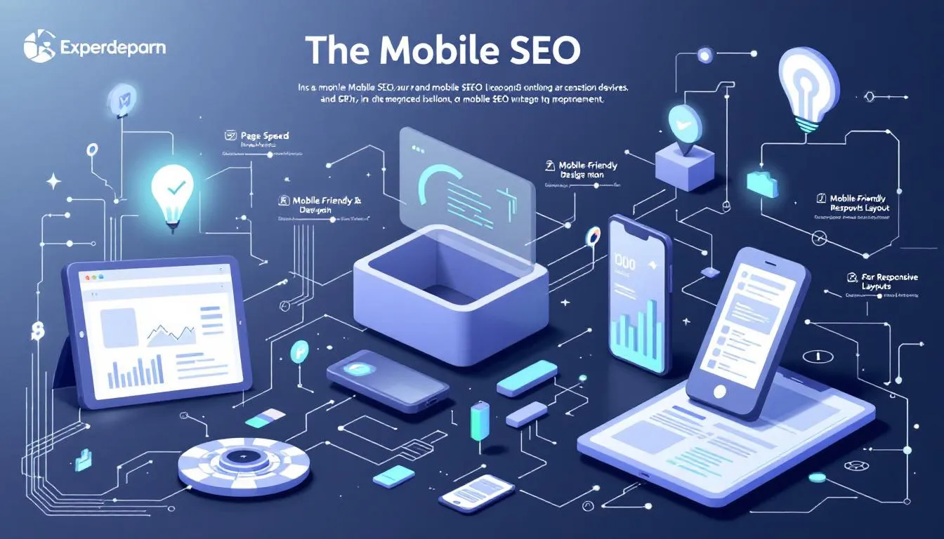 An illustration depicting mobile devices in a digital environment, highlighting mobile SEO concepts.