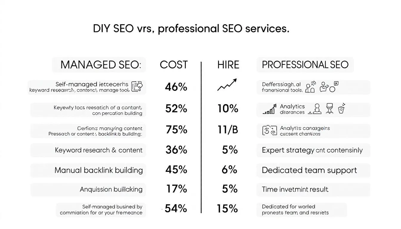 A comparison chart showing DIY SEO vs. hiring professional SEO services.