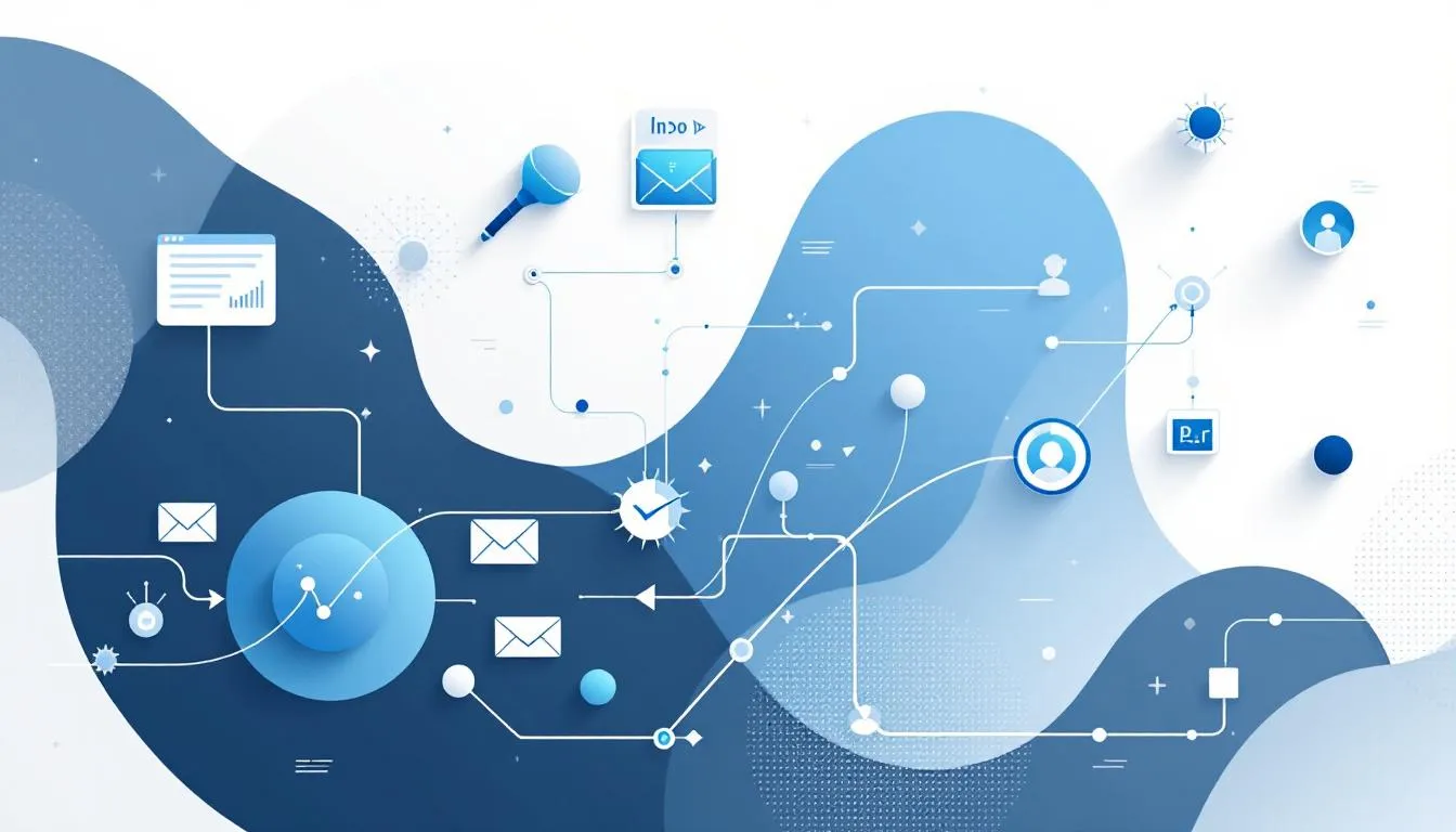 An illustration representing inbound marketing and marketing automation concepts.