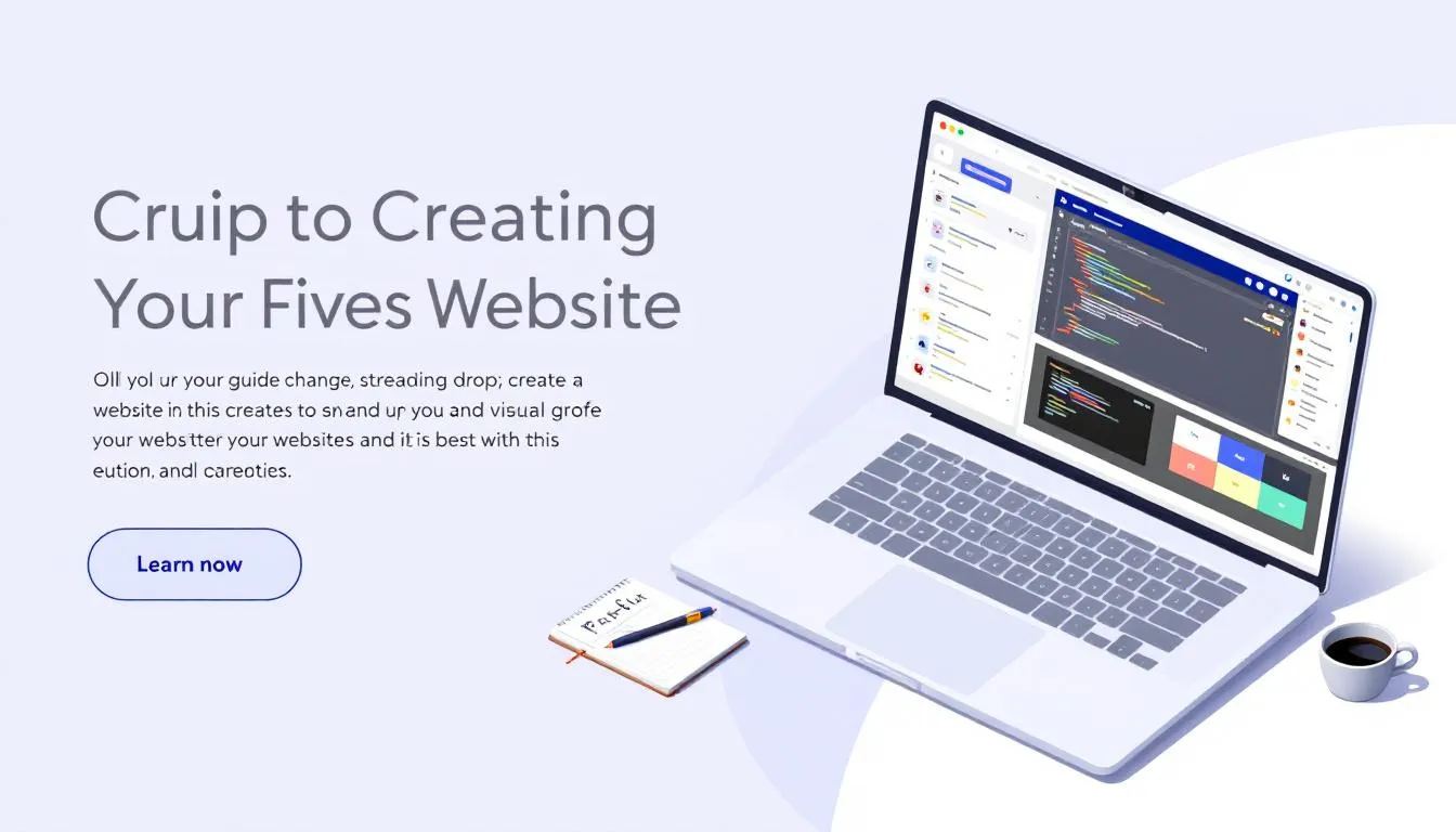 A step-by-step guide to creating a website on a notepad next to a laptop.