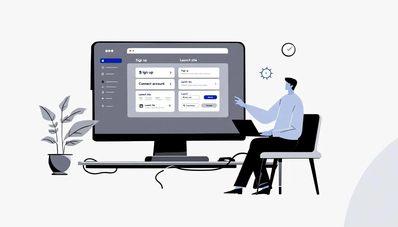 An image showing a user launching their payment website, highlighting the steps involved.
