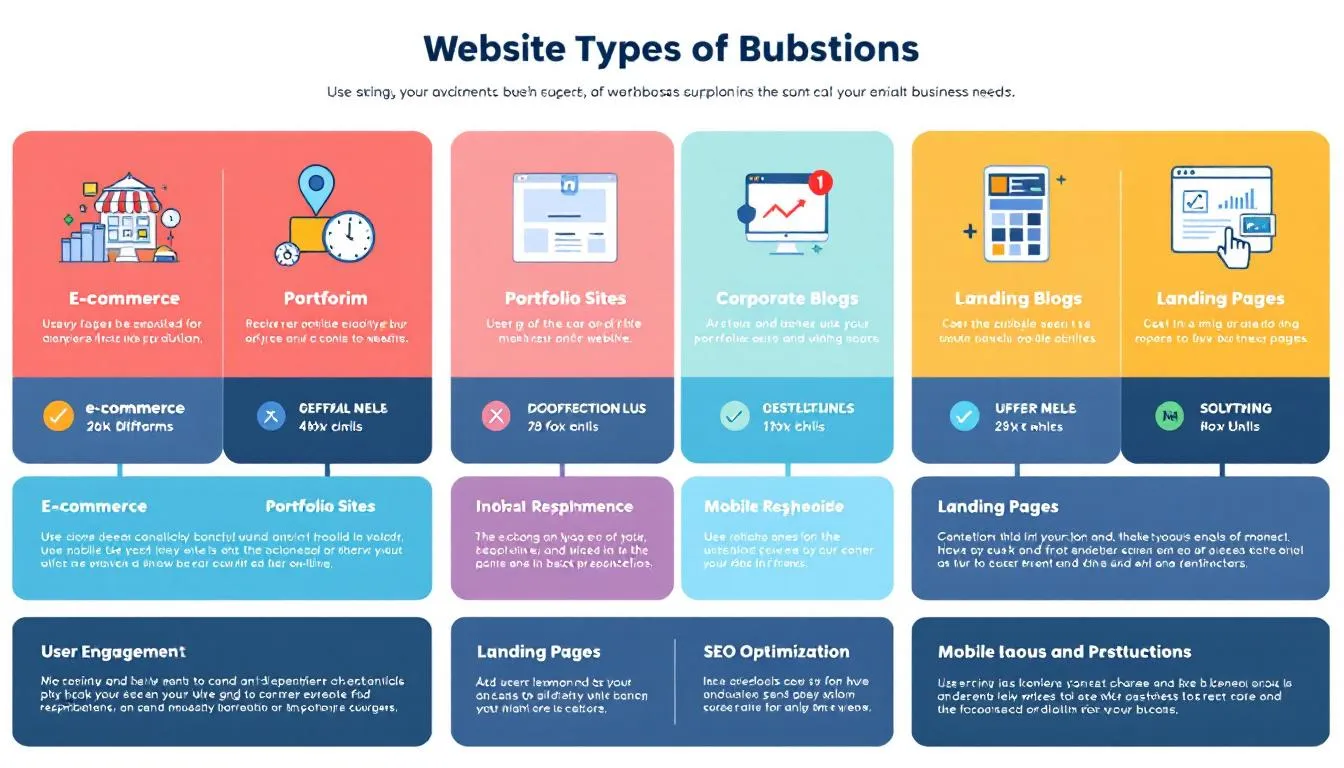 Different types of websites suitable for various business needs.