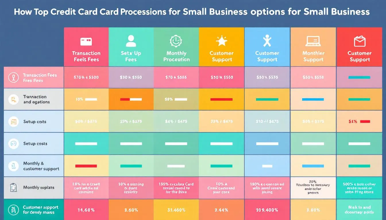 A comparison chart of the best credit card processing options.
