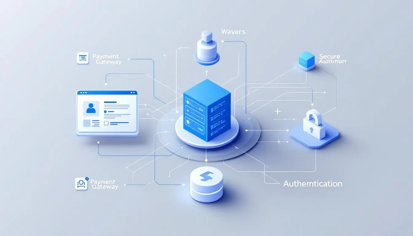 A diagram showing the essential components of a payment website.